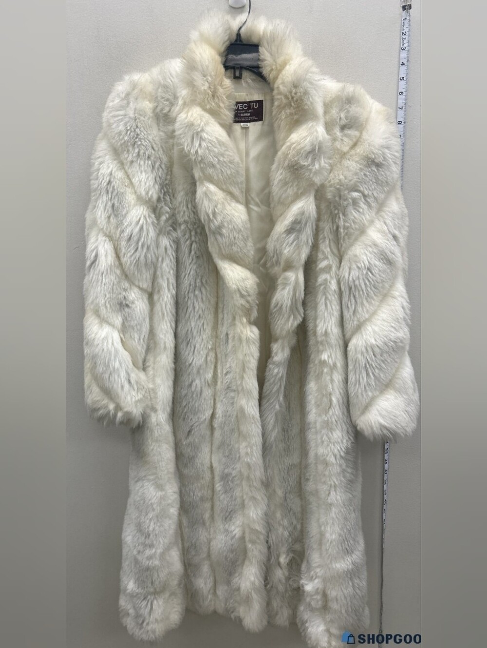 Ivory Faux Fur Long Coat Full Length Vintage AVEC TU  BY GLENOIT